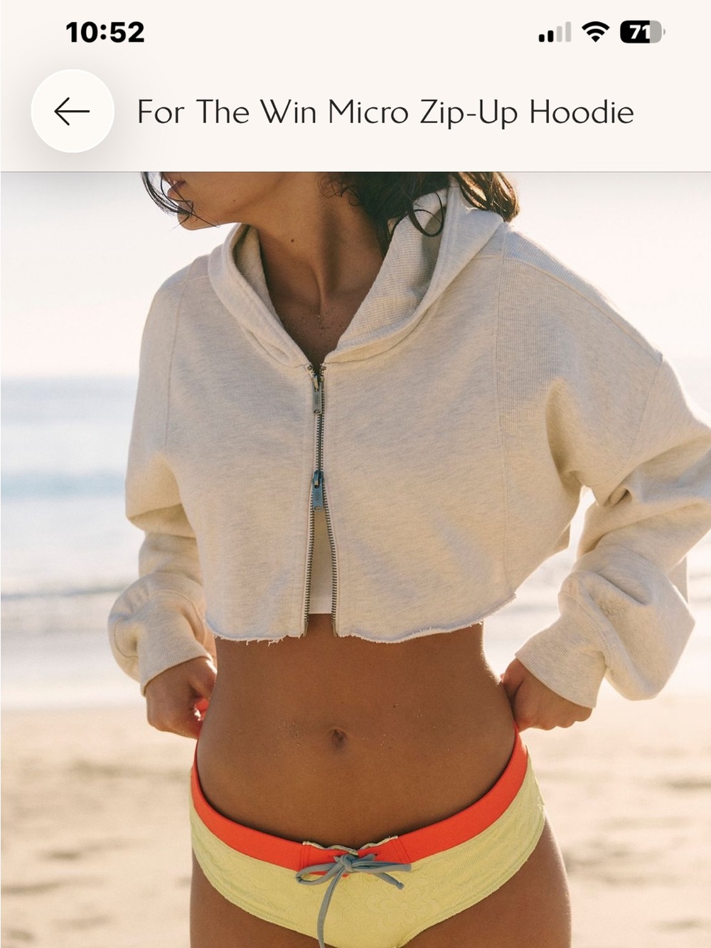 Free People Cropped Black Hooded Zip Sweatshirt in black color